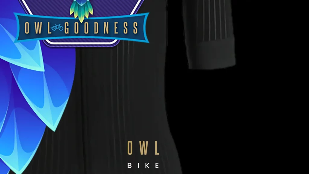 100% OWL Goodness Cycling Jersey closeup OWL bike text